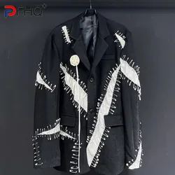 PFHQ Blazer da uomo streetwear Spille Design in metallo Personalità di nicchia monopetto stile punk Sport Autunno Giacche da completo 21Z3050