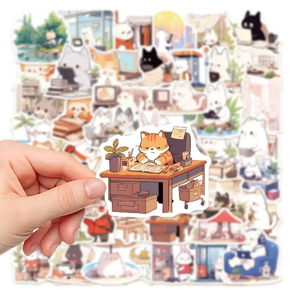 Pegatinas temáticas sin repetición, juego de pegatinas de dibujos animados vibrantes de 50 piezas, autoadhesivas impermeables para teléfono personalizado