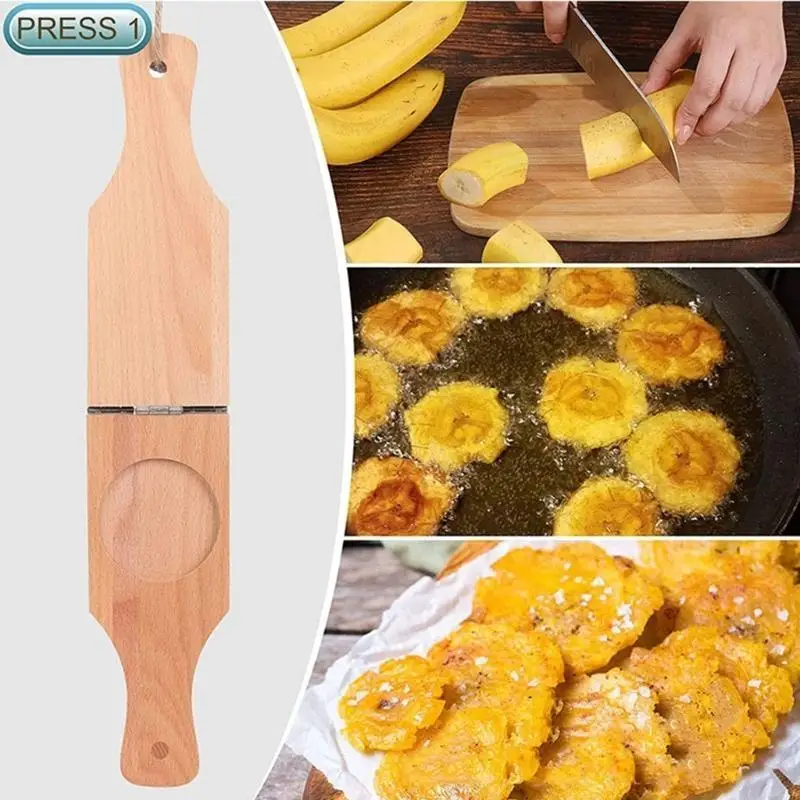 QX2E 2in1 Tostones Press Crispys Green Plantains Smasher for Fried Chip