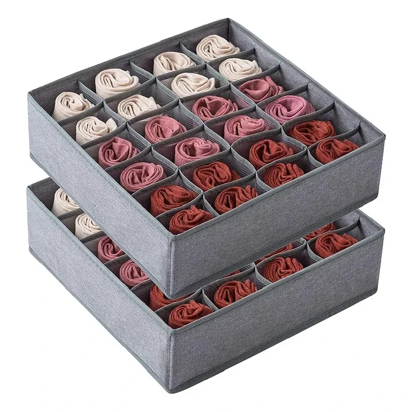 

4pcs/1set Underwear Storage Box Foldable Non-woven Storage Box Six-piece Set Underwear Bra Socks Drawer Storage Finishing Box