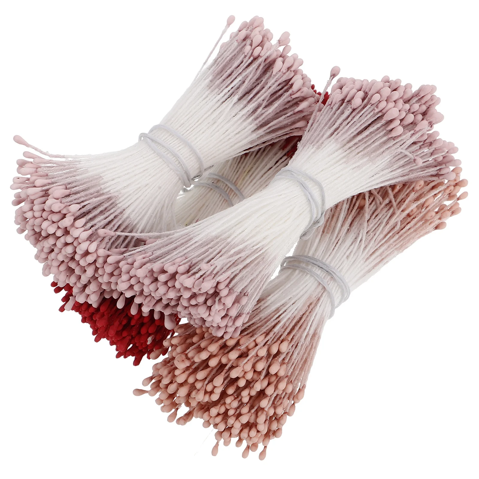 

4 Bundles Double Heads Handmade Flower Pistils for DIY Floral Crafts Party Decoration Artificial Cotton Flower Making Supplies