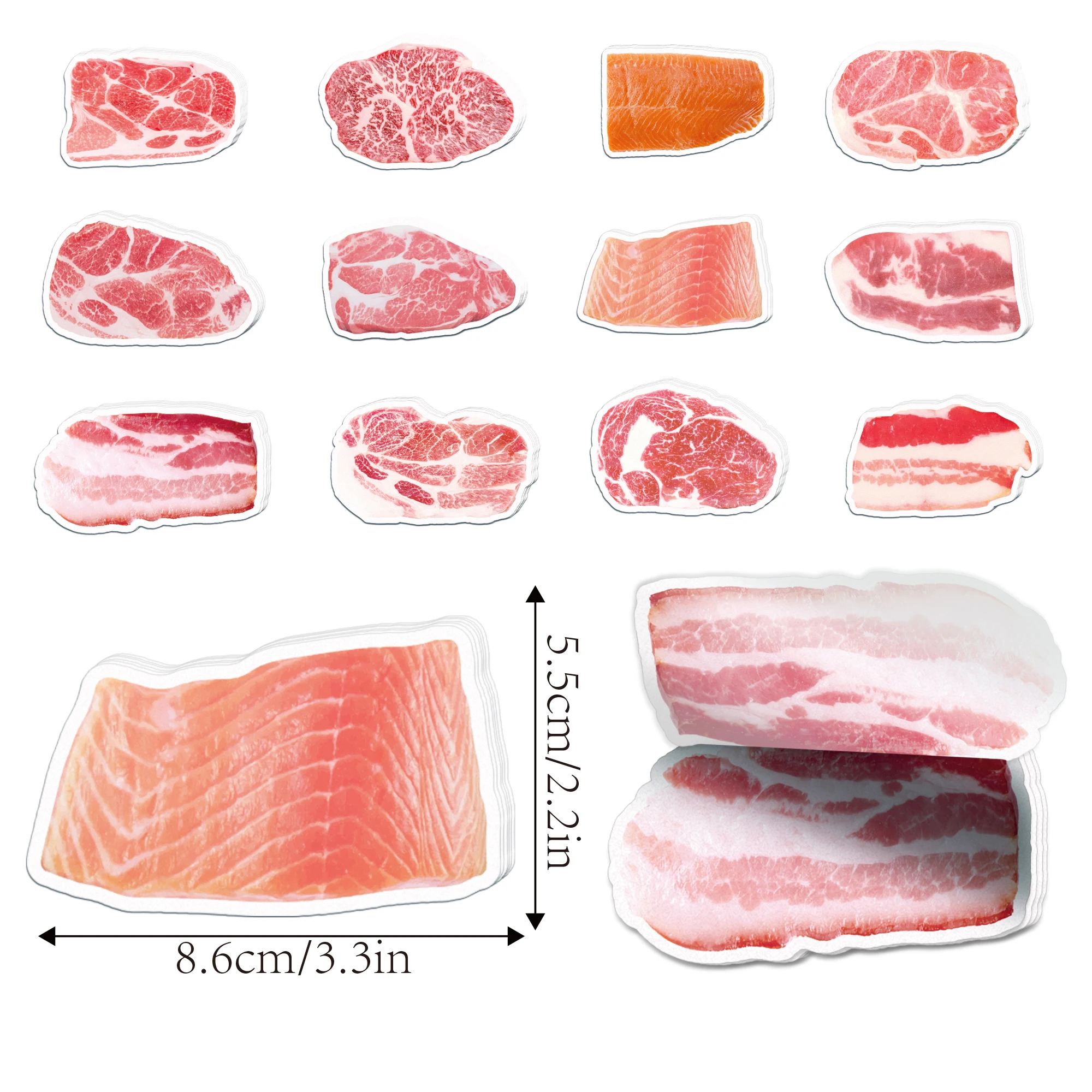 12/24/36pcs Pork Belly Shaped Sticky Notes Set,Self-Stick Streaky Pork Notes Pads,Refrigerator Memo Pads for Kids Gifts Supplies