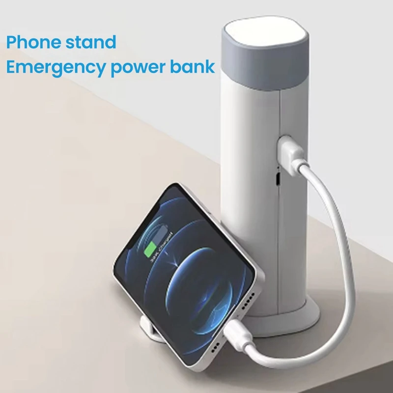 Branco Mini Power Bank com LED portátil, Aprendizagem e Leitura, Pequeno Candeeiro de Mesa, Adequado para Famílias