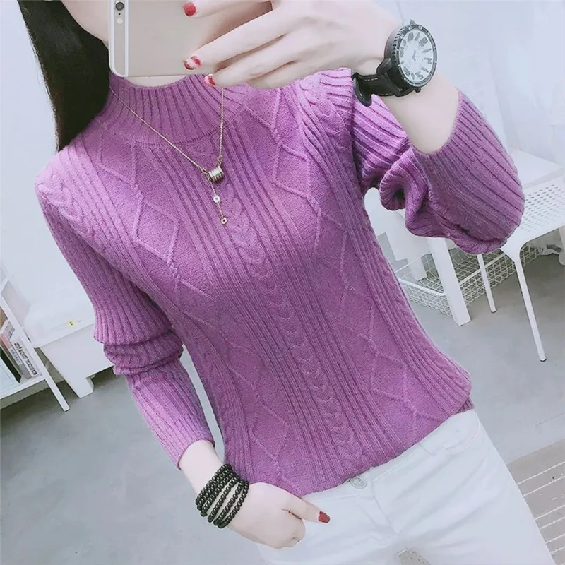 Women Autumn Winter Turtleneck Sweater Vintage Solid Basic Knitted Tops Casual Slim Pullover Korean Fashion Jumpers