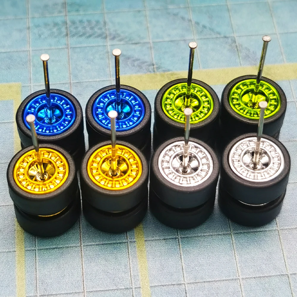 1/64 wielen met afneembare gladde rubberen banden schijfvormige spaak voor speelgoedmodelauto's die onderdelen achteruitrijden voor Hotwheels (5 sets)