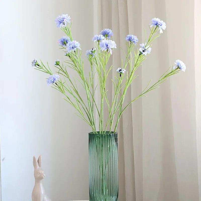 Cornflower Fake Flowers Artificial Plant 3 Forks/Bouquet Artificial Flower Silk  Decorative Flowers Home Decor Wedding Decor