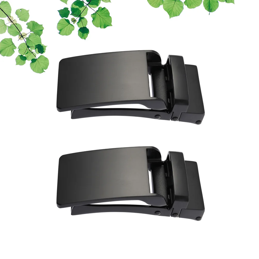 2 قطعة رجال الأعمال سبيكة مقاومة للخدش حزام مشبك أسود تصميم براق سهلة التجميع للأحزمة