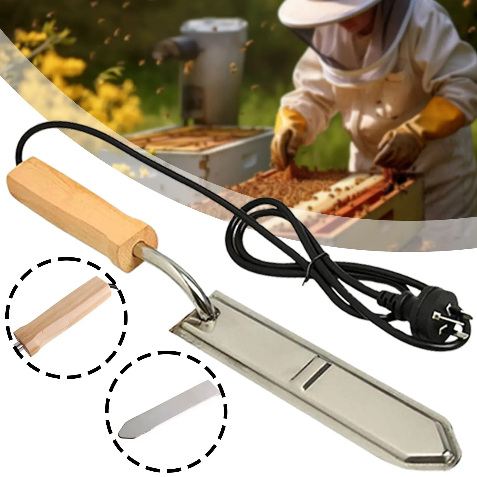 Electric Heating Honey Cutter,Food Grade Quality Stainless Steel Blades,For Easy Wax Capping Removal Beekeeping Equipment Tools
