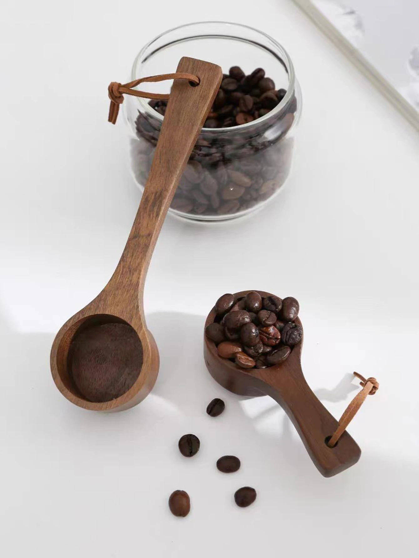 Wooden Coffee Spoon, Coffee Scoop Measuring for Coffee Beans, Whole Beans Ground Beans or Tea, Home Kitchen Tools Utensils