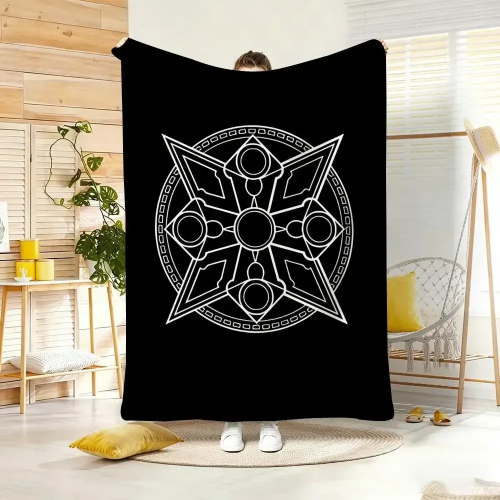 Anime Geometric Diagram Throw Lightweight  Flannel Blanket Soft Skin-friendly for Summer Cooling