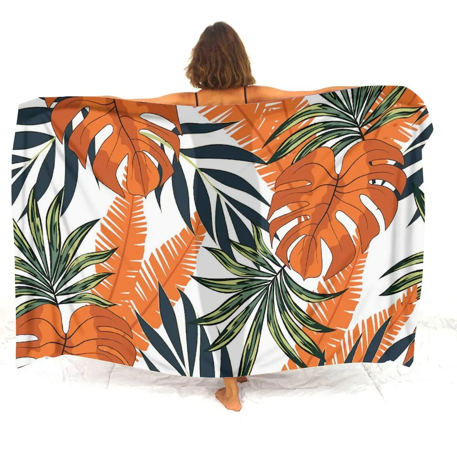 XJSULW-Summer Beach Sarong Apron Polynesian-Style Printed Sarong Customizable Pattern Elegant Sarong Shawl