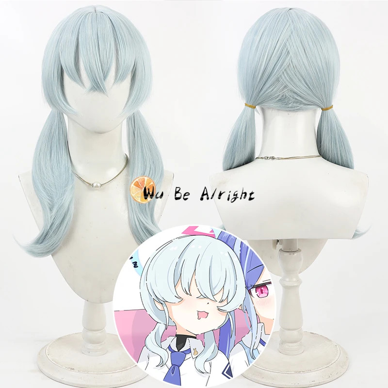 Game Blue Archive Nakamasa Ichika Cosplay Perücke 60 cm lange hellblaue Perücke hitzebeständiges Haar Halloween Rollenspiel Karneval Party