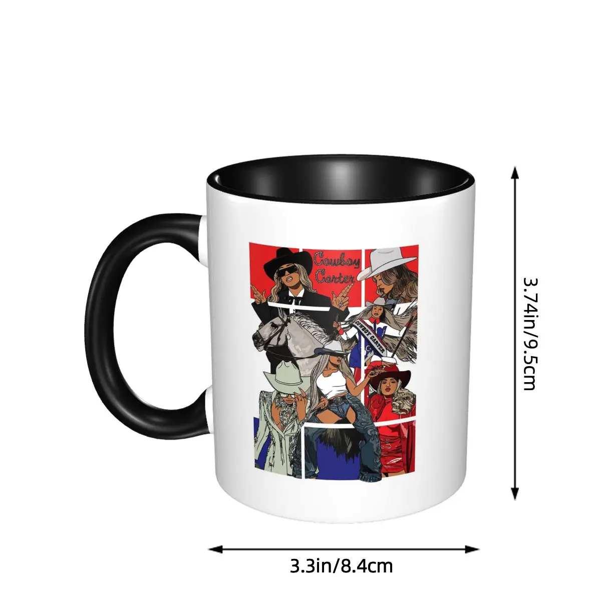 Beyonce Cowboy Carter White Trim Mug Funny Ceramic Coffee Cups Tea Mugs Milk Cup Drinkware Gifts for Woman Man