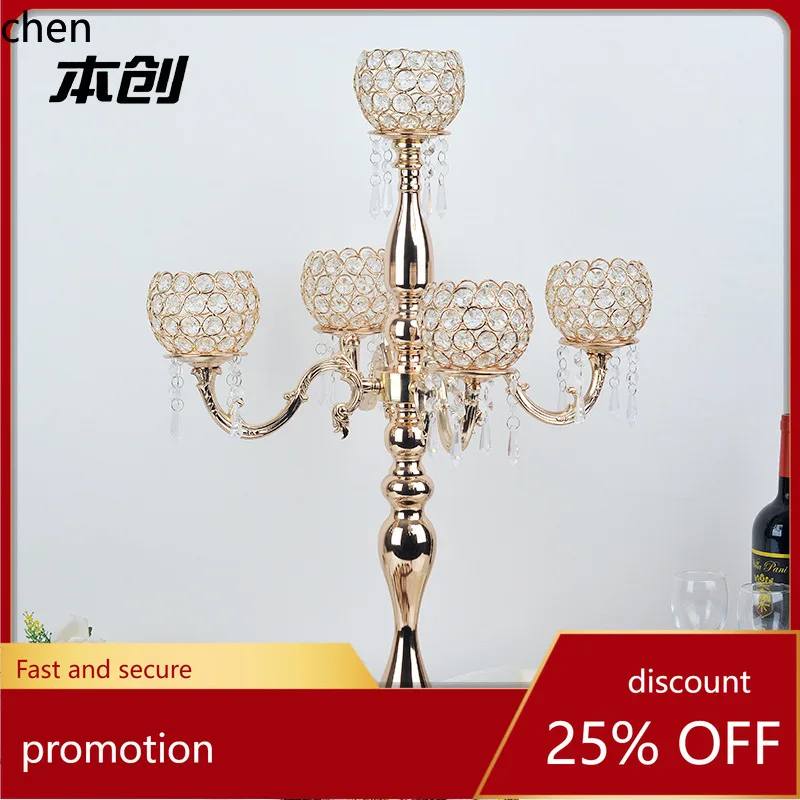 YFY   long table crystal candlestick hotel  decoration candle holder ornament romantic atmosphere  christmas decoration