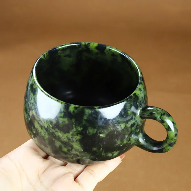 Natural Medicine King Stone Tea Cup Health Gongfu Teaware Healing Cups Milk Coffee Mug And Handle Jade Teacups Teaset Gifts