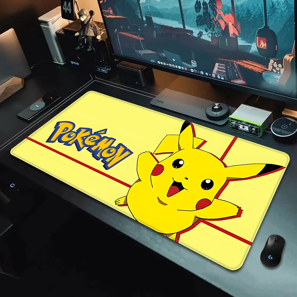 Alfombrilla de ratón Cute baby-Pikachus con impresión HD para jugadores de ordenador, alfombrilla de ratón antideslizante con borde de bloqueo XXL90x40cm, teclado, alfombrilla de escritorio para PC