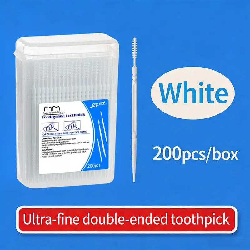 High-end Disposable Toothpick Brush 200pcs Ultra-fine for Family Teeth Cleaning Portable Use