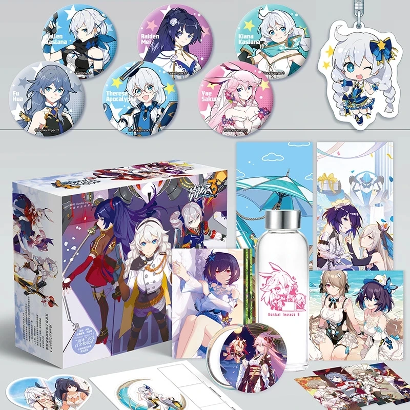 Honkai Impact 3 컵 할로윈 액세서리 인기있는 애니메이션 행운을 빌어 요 선물 상자 게임 Genshin Impact Cosplay Metal Badge Acrylic Charm