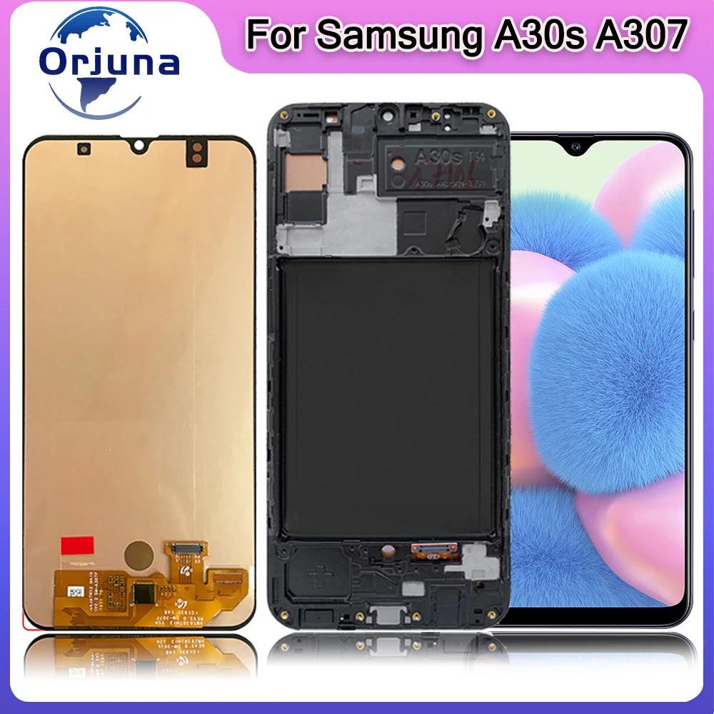 6.4\'\' AMOLED For Samsung Galaxy A30s A307 LCD Display with Frame Touch Screen Digitizer Assembly For Samsung A307F A307FN A307G