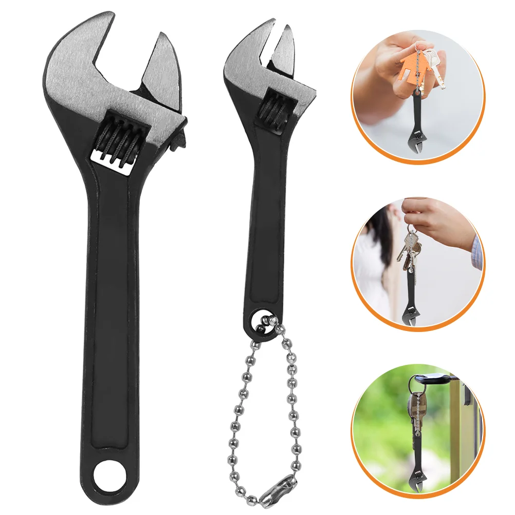 

2 Pcs Portable Mini Wrench Plumbing Tools Black Adjustable Spanner Steel Wrenches