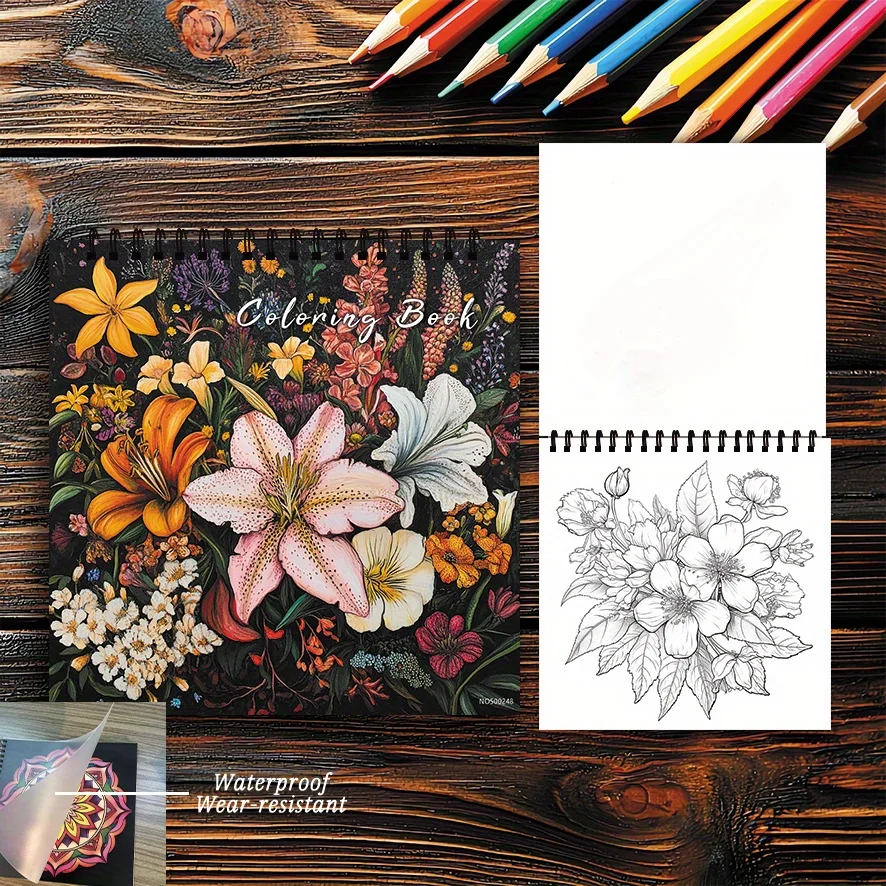 大人の花の塗り絵 - 8.27インチ x 8.27インチ、22ページ。 花柄、ストレス解消、花好きへのギフト。