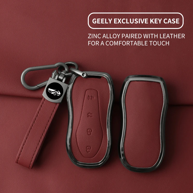 Alloy Leather Car Remote Key Protect Cover Case For Geely Xingyue Azkarra FY11 Atlas Pro New Emgrand GS X6 SUV EC7 Auto Parts