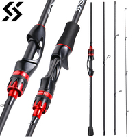 Sougayilang 4 Sections Lure Fishing Rod 2.1M Spinning/Casting Fishing Trout Pike Pole Carbon Fiber Ultralight Travel Rod Pesca
