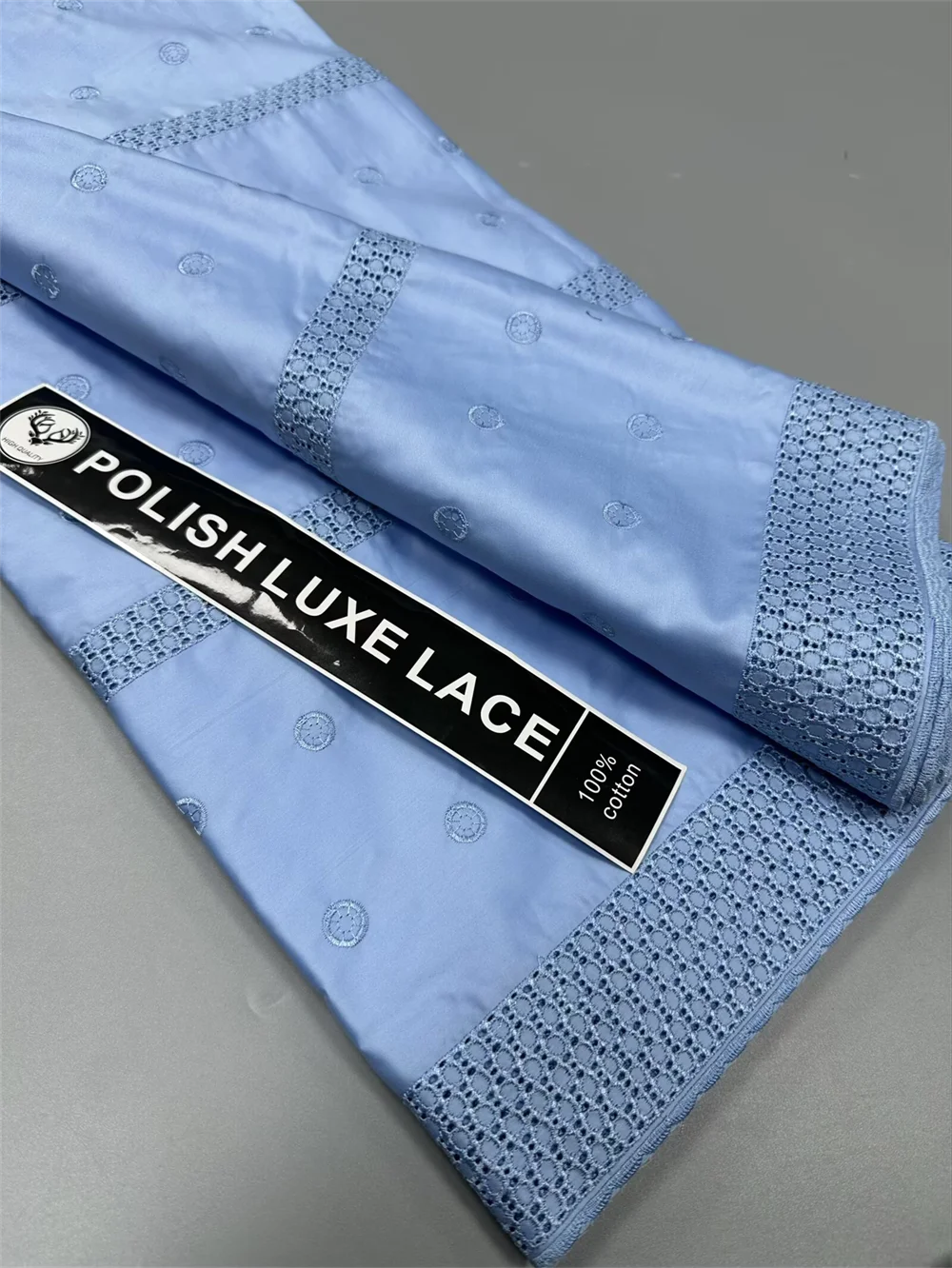 Luxury 5 Yards Nigerian 100% Cotton Polish Satin Embroidery Fabric High Quality Swiss Voile Lace Material For Men Dubai Style FS