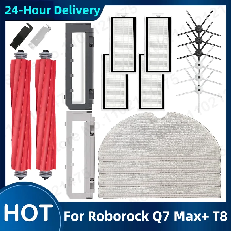 

For Roborock Q7 Max Q7 Max+ T8 Main Side Brush Hepa Filter Mop Rag Dust Bag Robot Vacuum Spare Parts Accessories