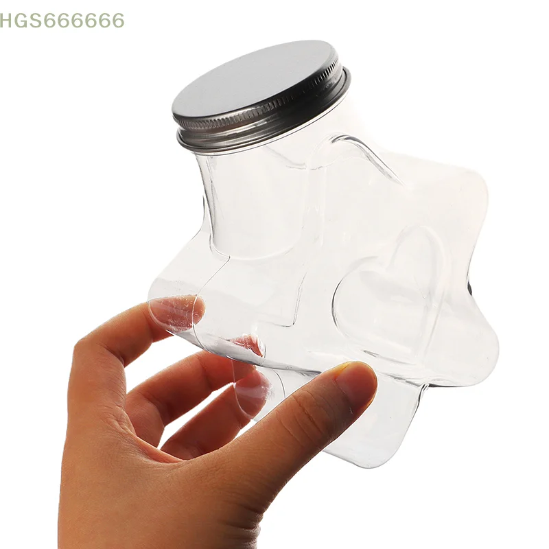 

Plastic Bottle With Lids Food Storage Container Wide Mouth Jar Reusable Cookie Container Star Shaped Doll Ornament Storage Box