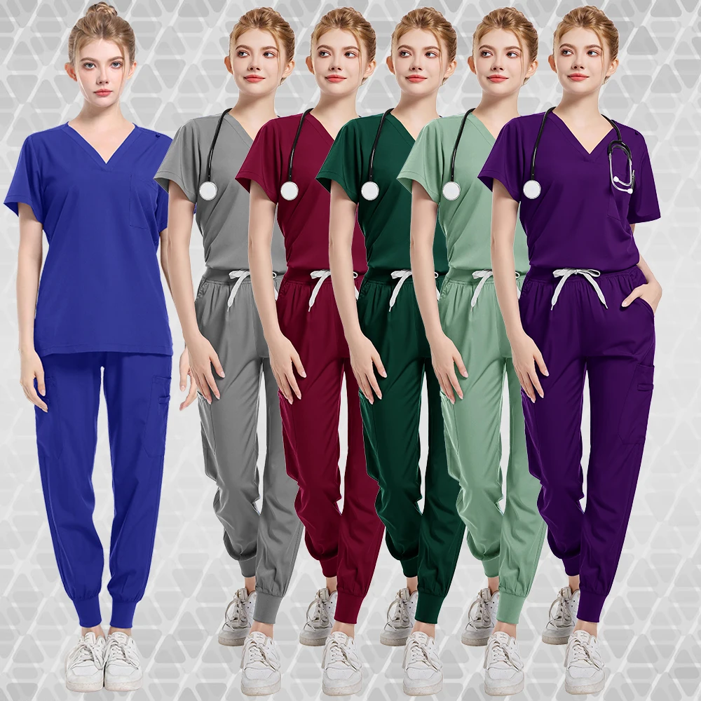 Beauty salon women's uniform elastic breathable spandex nurse accessories fashionable fitted top summer lab coat matte finish