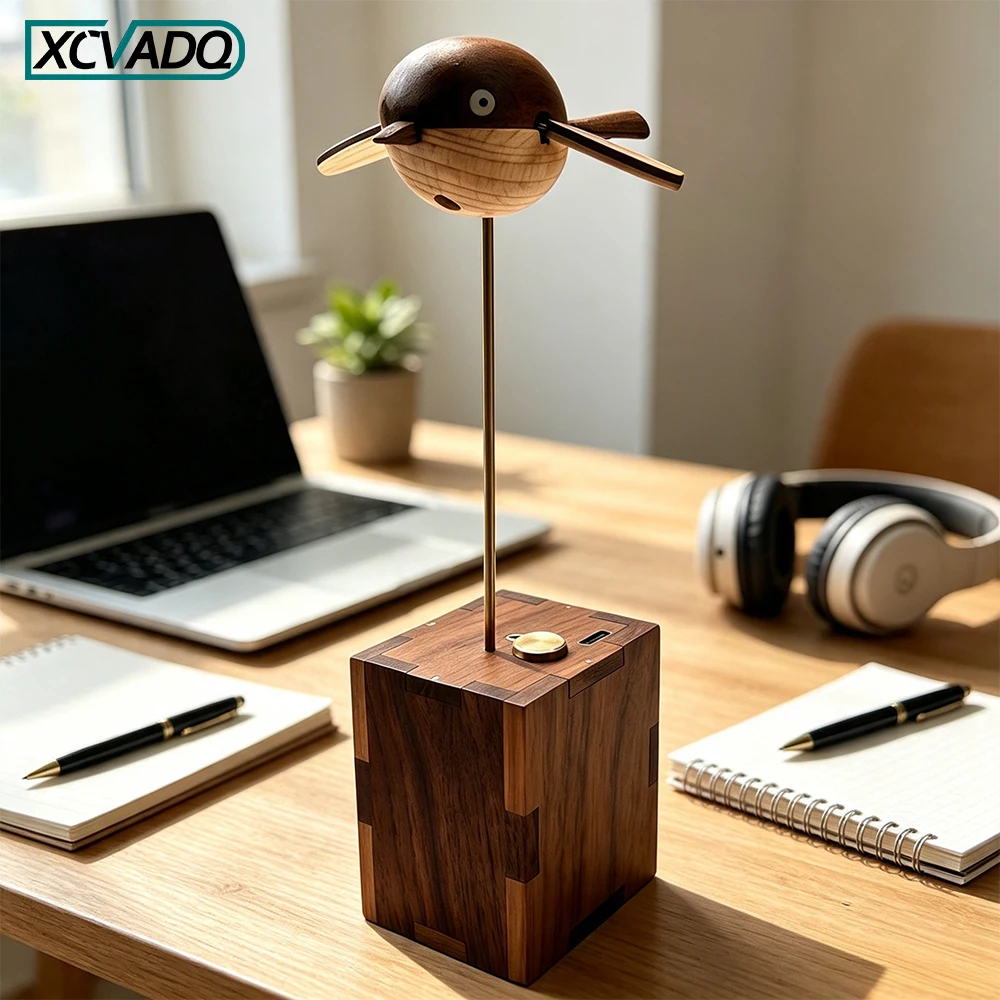 1Set Creative Handmade Wood Bird Figurine, Automatic Motion Bird Ornament, Desktop Table Decor Gift for Adults & Teenager
