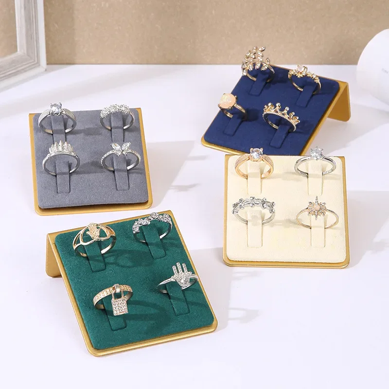 Light luxury 4-position metal ring rack jewelry store window sample accessories shooting display props