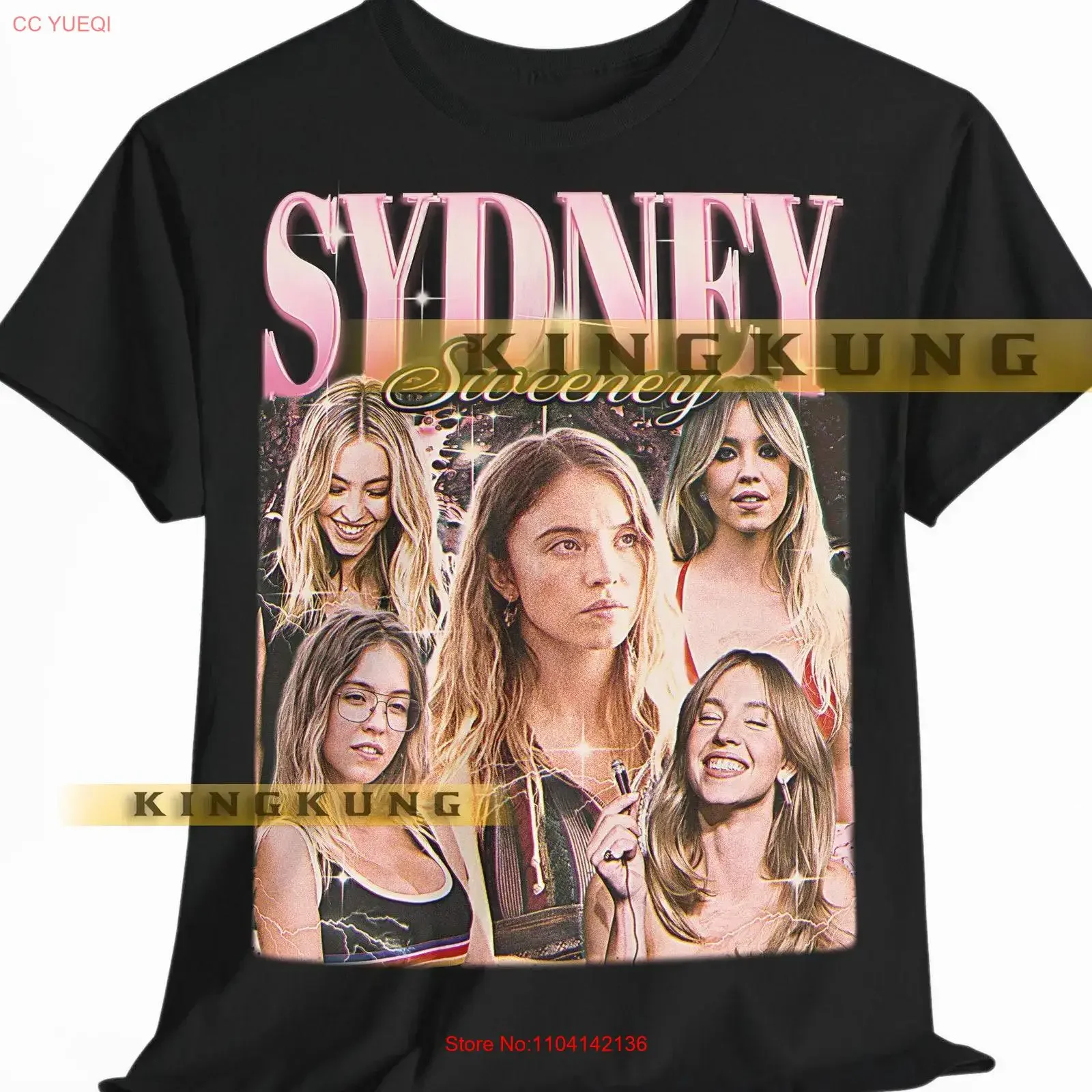 SYDNEY SWEENEY T-Shirt Retro 90er Jahre Hommage Fan-Oberteil im reinen Vintage-Stil, gewaschenes, modisches Grafik-Top für den Alltag, stilvoll, leicht