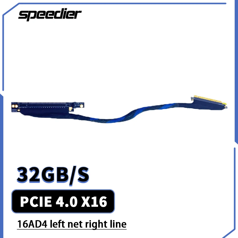 

16AD4 PCI-E 4.0 X16 Left Network Right Line Graphics Card Extension Cable GPU AI Adapter Cable Server External 30cm 40cm 50cm