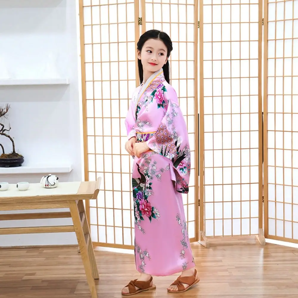 

Printed Floral Kids Traditional Japanese Kimono Japanese Style Elegance Children Sakura Girl Kimono Dress Asian New