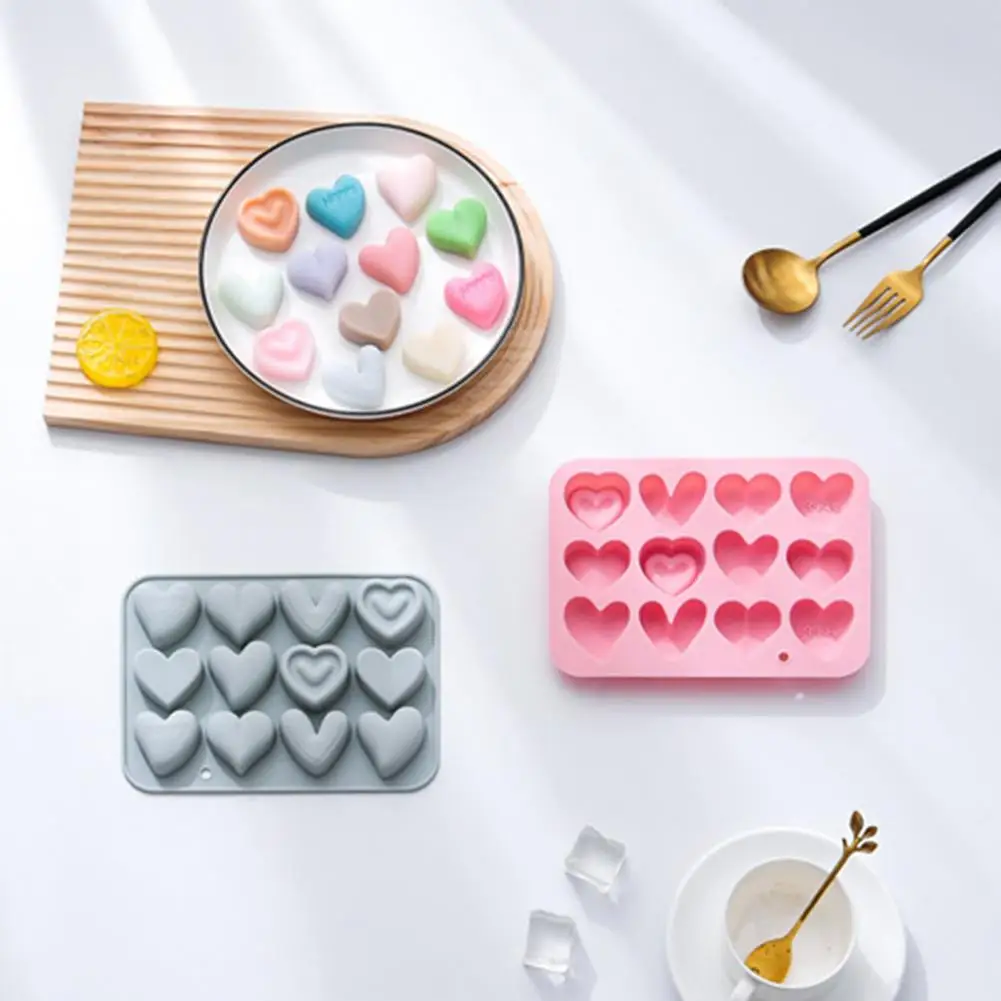 Food-grade Silicone Molds for Sweet Treats Food-grade Silicone Moulds 12 Link 6 Different Heart Shapes for Non-stick for Baking