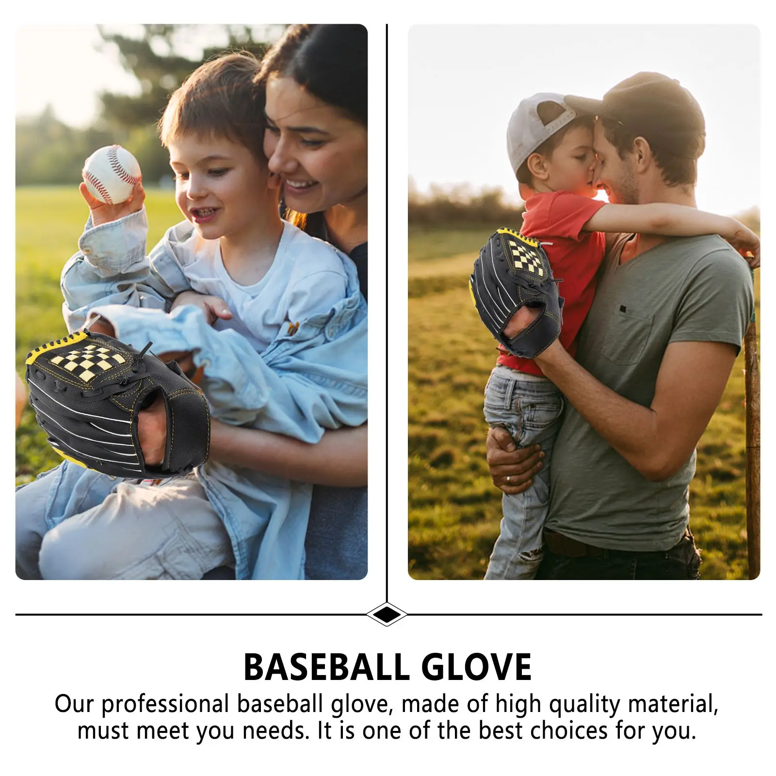 

Glove Pu Durable Impact Resistant Sports Gear For Baseball Softball Yellow Black Protective Glove Softball Accessories