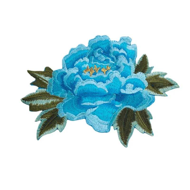 30pcs/Lot Luxury Embroidery Patch Golden Stamen Peony Chest Dress Shirt Bag Clothing Decoration Accessory Craft Diy Applique