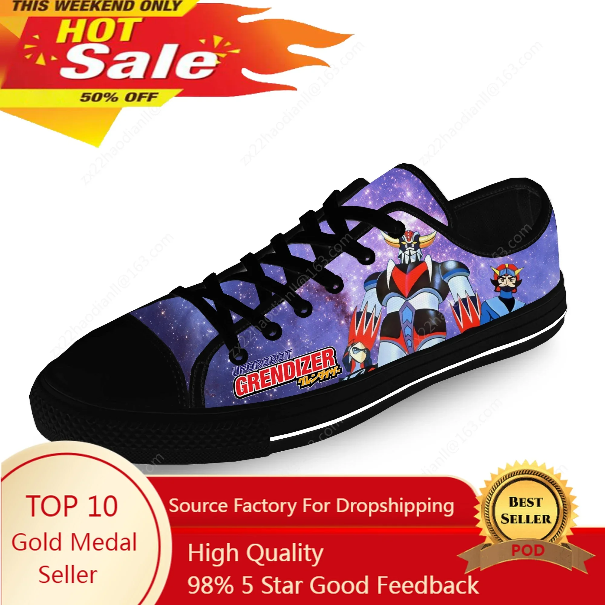 Zapatillas bajas de Anime japonés UFO Robot Grendizer para hombre y mujer, zapatos informales para adolescentes, zapatos ligeros de lona con estampado 3D para Cosplay