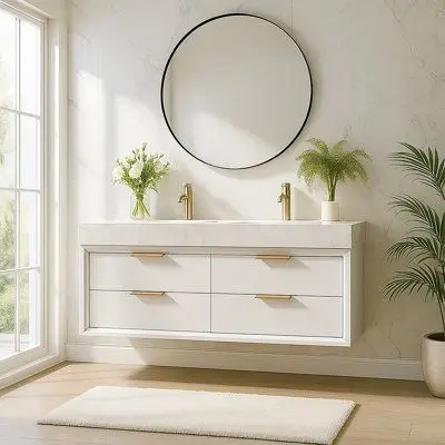 Floating Bathroom Cabinet With Minimalist Design And Easy Installation