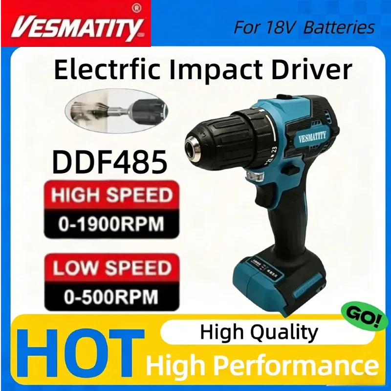 DDF485 10MM LXT Cordless Compact Brushless Drive Multi‑Function Impact Screwdriver Rechargeable Hand Power Tool