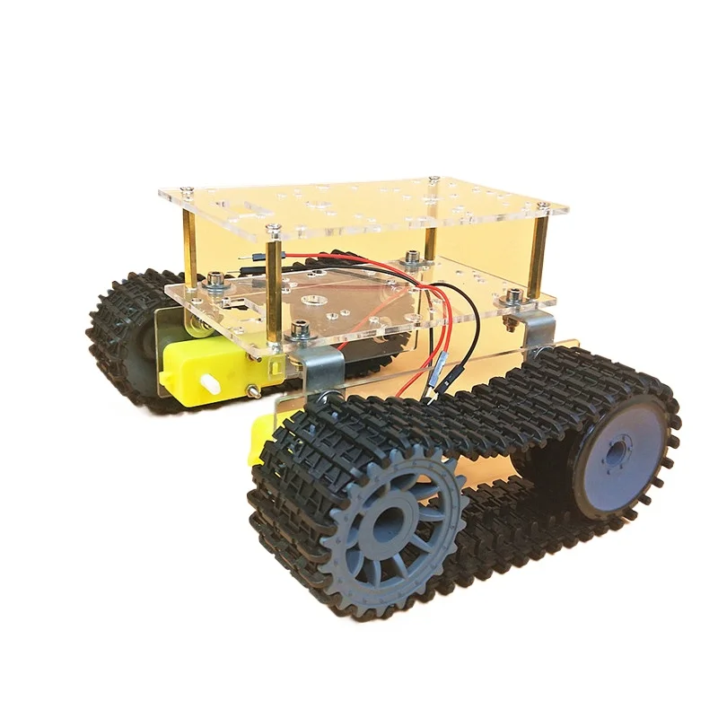 Robot Tank Chassis Acrylic TT Motor 3-9V Tracked Vehicle Smart Car with Wires STEM L298N