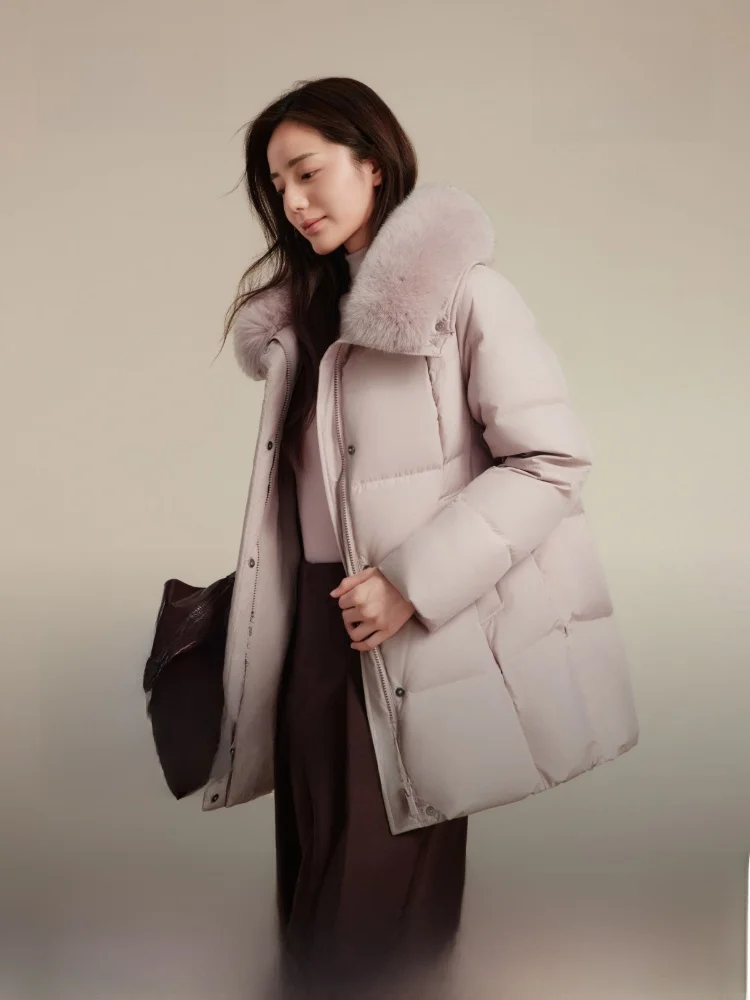 

Новая женская зимняя куртка Bosideng с меховым воротником, элегантная, приталенная, класса люкс, повседневное пальто Aosphere Ci