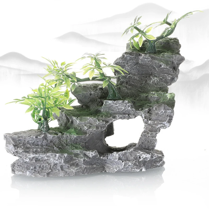 Aquarium Decoration Simulation Rockery Resin Hiding Cave Aquarium Stone Landscaping Fish Tank Ornament