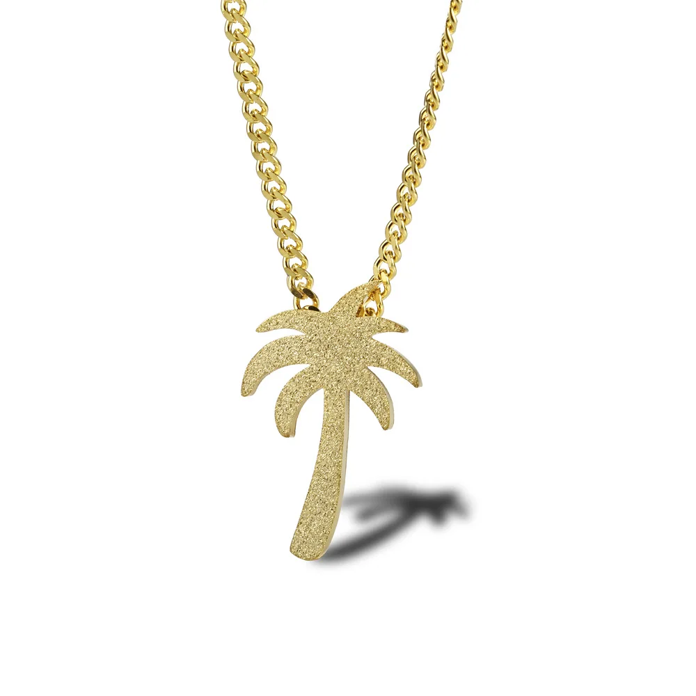 Coconut Palm Tree Necklace Women Stainless Steel Palm Necklace Bohomian Jewelry Summer Ocean Beach Accessories