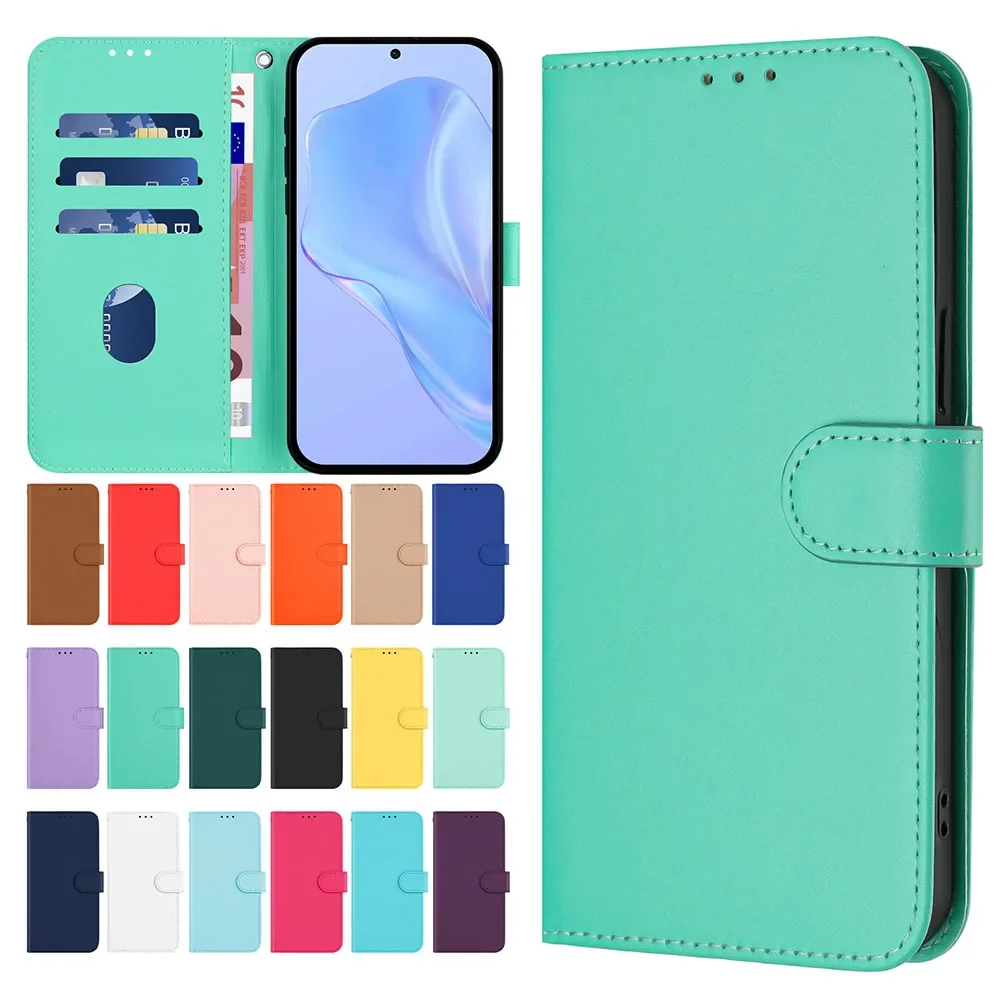 

Classic Solid Color Leather Flip Stand Phone Case For Xiaomi Poco F6 X6 Neo M6 Pro 4G Redmi Note 13 Pro Plus Wallet Cover Shell