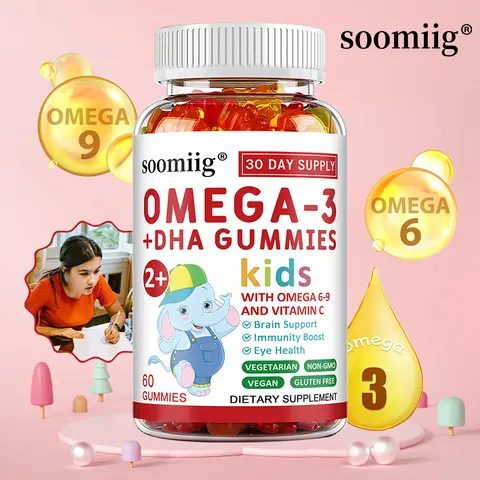 Omega 3-6-9 Gummies for Children 2 Years and Older, Promotes Brain and Heart Health, Boosts Immunity, Supports Vision Health