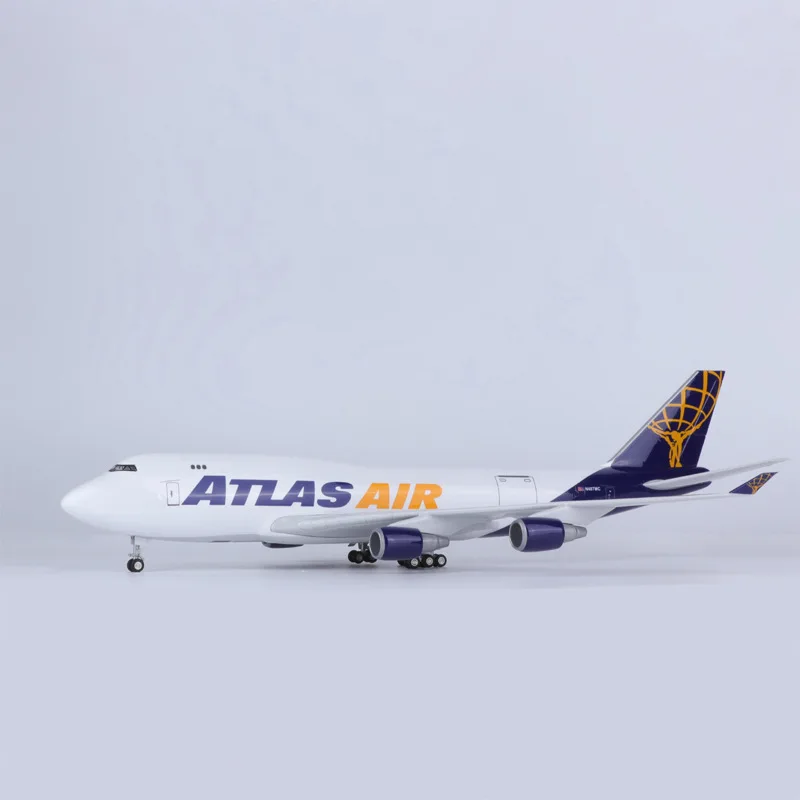 

47cm Plane Model B747 Atlas Airways Resin Airplane Diecast 1/150 Scale Collectible Display Aircraft Toy Planes With Landing Gear