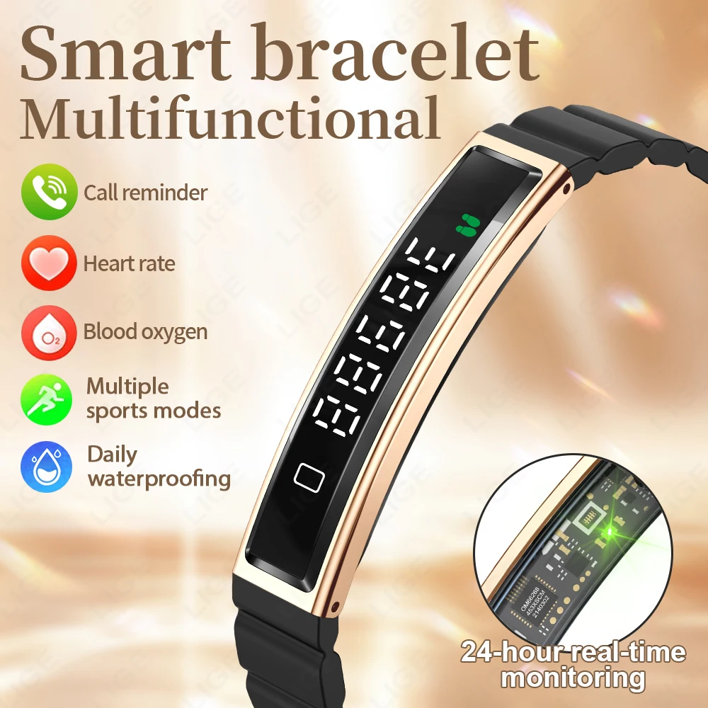 LIGE Smart Bracelet Fitness Tracker 24H Sleep Tracker All-Day Continuous Heart Rate Monitor Step Counting Sport Smart Watch Band